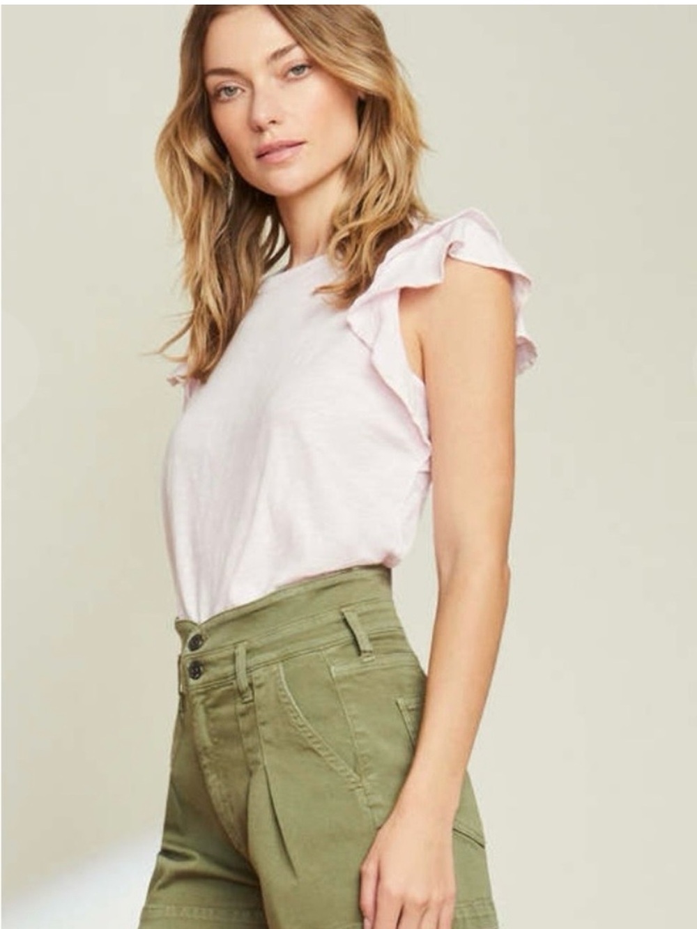 Veronica Beard NEW Jaylen Denim Shorts High Rise Pleated Clover Green Size 23. - Picture 3 of 15